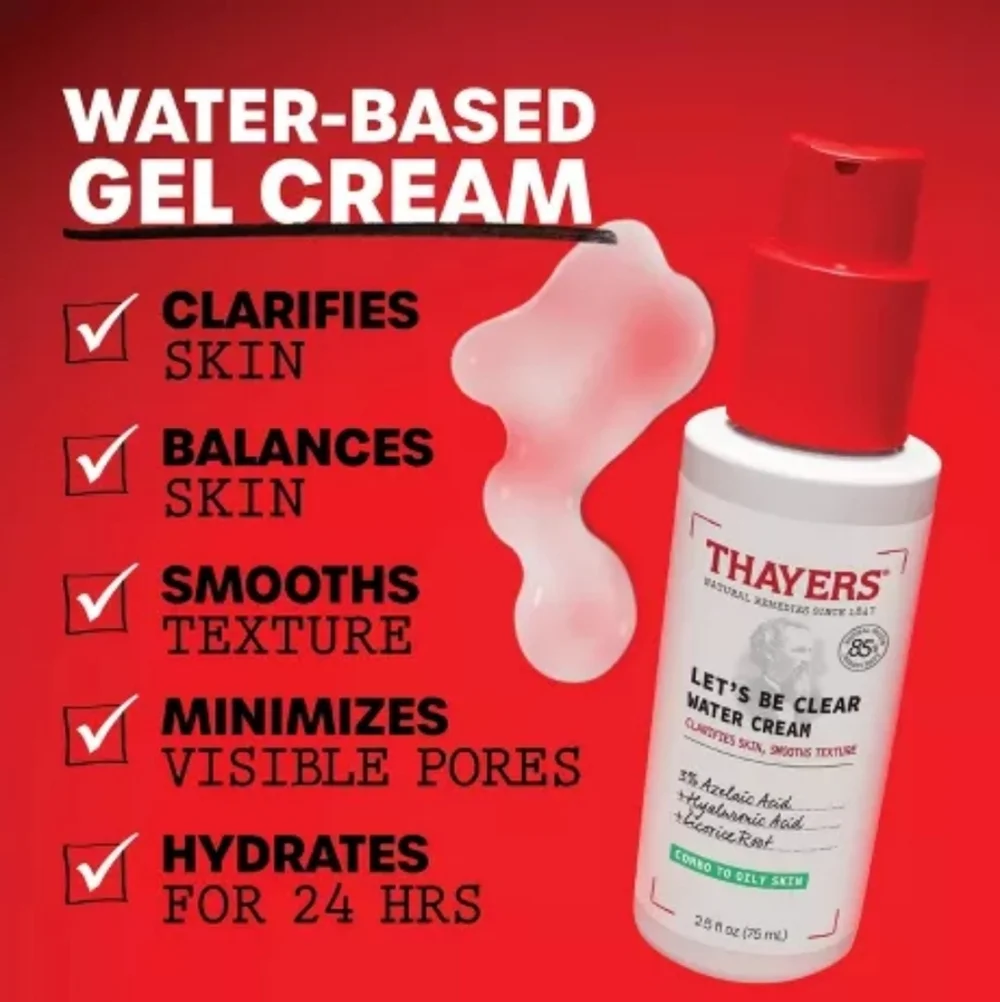 Thayers Natural Remedies Let's Be Clear Water Cream Face Moisturizer.